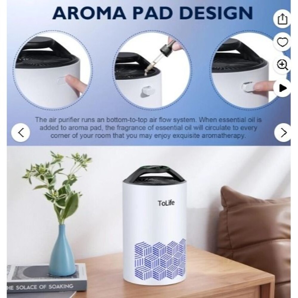 Air Purifiers for Home Bedroom - HEPA Filter Air Cleaner for Pet Hair Allergies